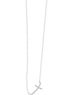 Gargantilla cruz zirconias 45cm plata .925