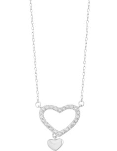 Gargantilla doble corazón 45cm plata .925