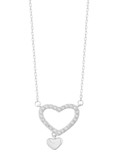 Gargantilla doble corazón 45cm plata...
