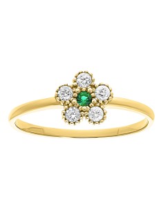 Anillo roseta verde para niña 10K