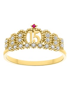 Anillo XV años corona roja 10K