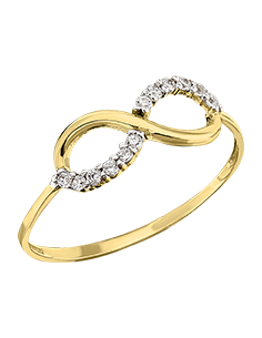 Anillo infinito zirconias oro 10K