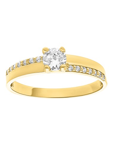 Anillo solitario corazones 10K