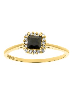 Anillo solitario cuadro zirc negra 10K