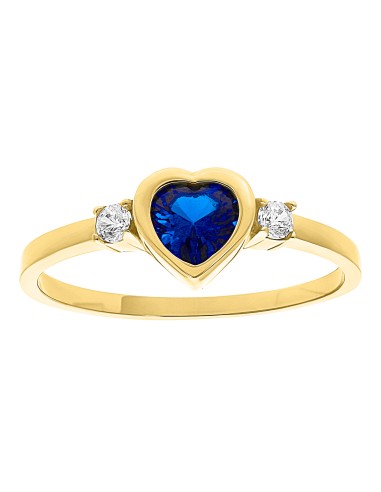 Anillo solitario corazón azul 10K