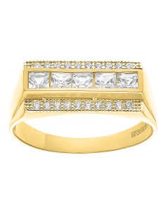 Anillo cuadros para hombre oro 10K