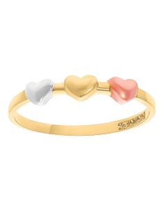 Anillo de tres corazones oro 10K