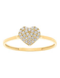 Anillo corazón con zirconias oro 10K