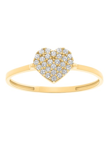 Anillo corazón con zirconias oro 10K