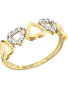 Anillo corazones invertidos oro 10K