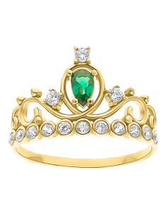Anillo corona esmeralda oro 10K