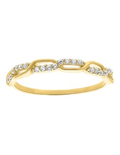 Anillo trenzado zirconias oro 10K