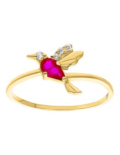 Anillo colibrí rubí 10K