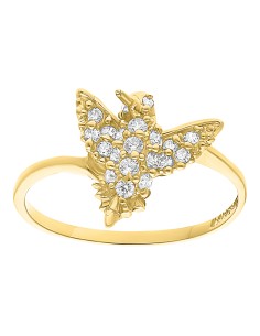 Anillo colibrí zirconias 10K