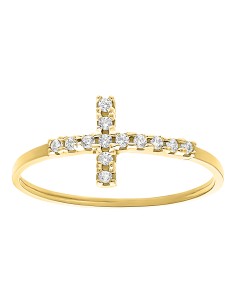 Anillo cruz con zirconias 10K