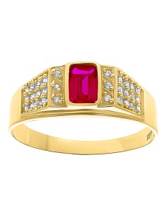 Anillo para caballero rubí oro 10K