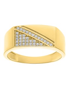 Anillo diagonal zirconias caballero 10K