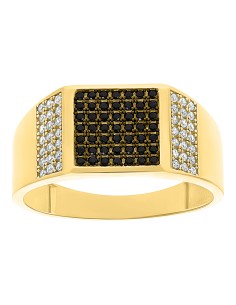 Anillo cuadro onix/zirc caballero 10K