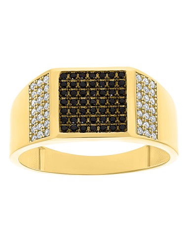 Anillo cuadro onix/zirc caballero 10K