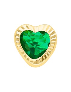 Broquel bisel corazón verde 10K