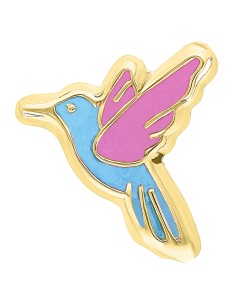 Broquel colibrí esmaltado oro 10K