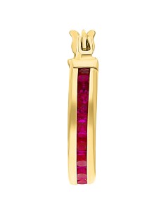 Arracada delgada zirconia roja 10K