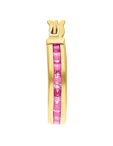 Arracada delgada zirconia rosa 10K