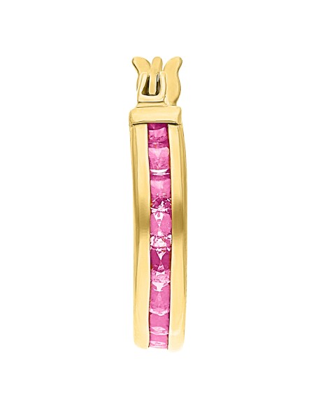 Arracada delgada zirconia rosa 10K