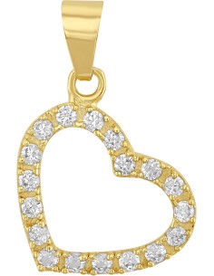 Dije corazón bisel zirconias oro 10K