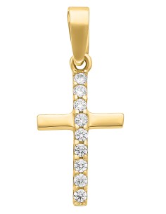 Cruz hilo zirconias oro 10K
