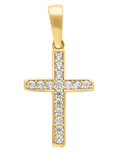 Cruz con zirconias oro 10K