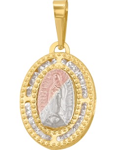 Medalla Virgen Guadalupe oval zirconias 10K