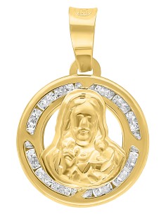 Medalla Sagrado Corazón mini zirconias 10K