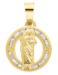 Medalla San Judas mini zirconias 10K