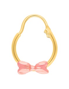 Arracada tubo moño rosa Oro 10K