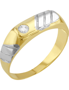 Anillo bicolor para hombre oro 10K