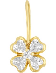 Arete trebol zirconias oro 10K
