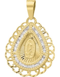 Medalla Virgen Gpe gota filigrana 10K