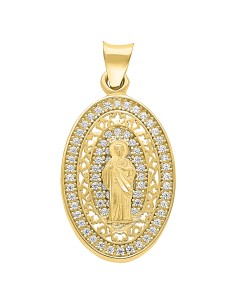 Medalla San Judas zirconias oval 10K