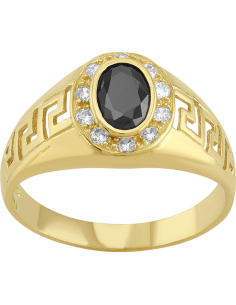 Anillo grecas oval para hombre oro 10K