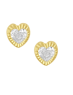 Broquel bisel corazón diam oro 10K