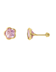 Broquel flor rosa bisel oro 10K