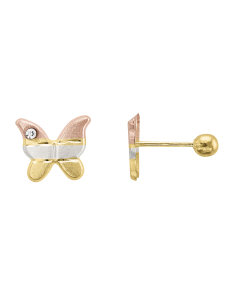 Broquel mariposa 3 colores oro 10K