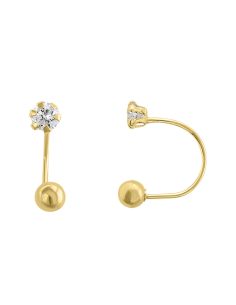 Broquel curvo zirconia bola oro 10K