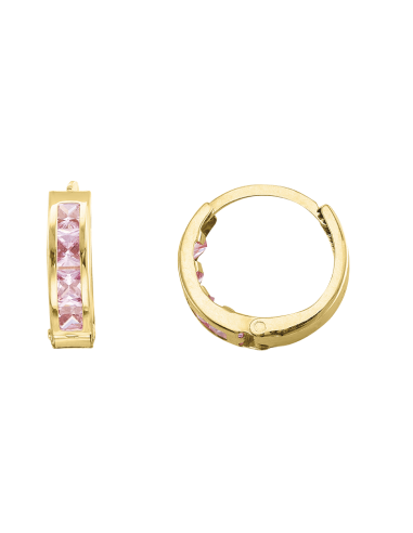 Huggies zirconia rosa oro 10K