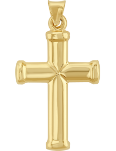 Cruz tubo ancho oro 10K