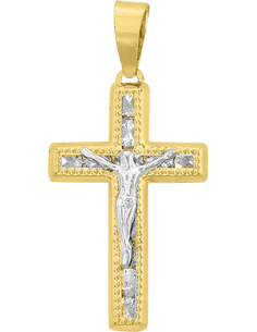 Cristo blanco canal zirconias oro 10K