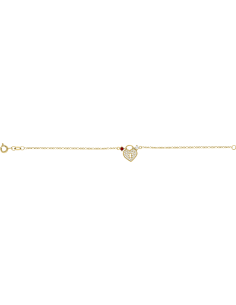 Pulsera corazón candado 18cm 10K