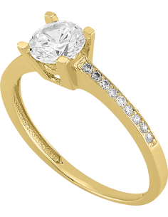 Anillo solitario media churumbela oro  14K