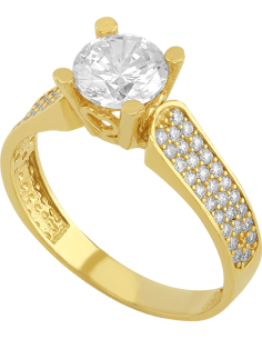 Anillo solitario churumb 3 líneas 10K